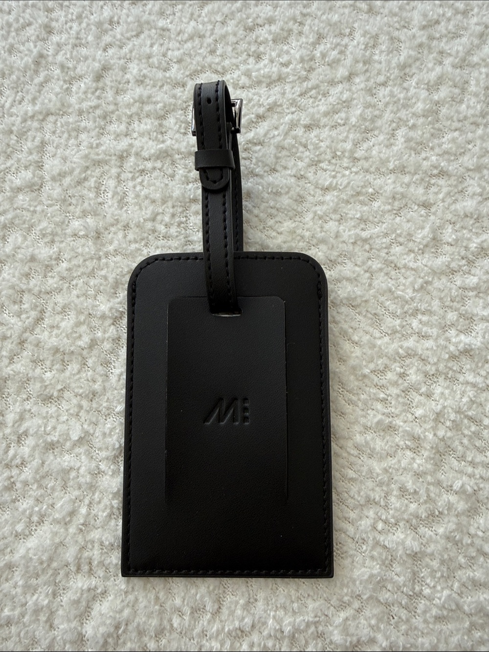Monos Black Leather Luggage Tag with Adjustable Strap